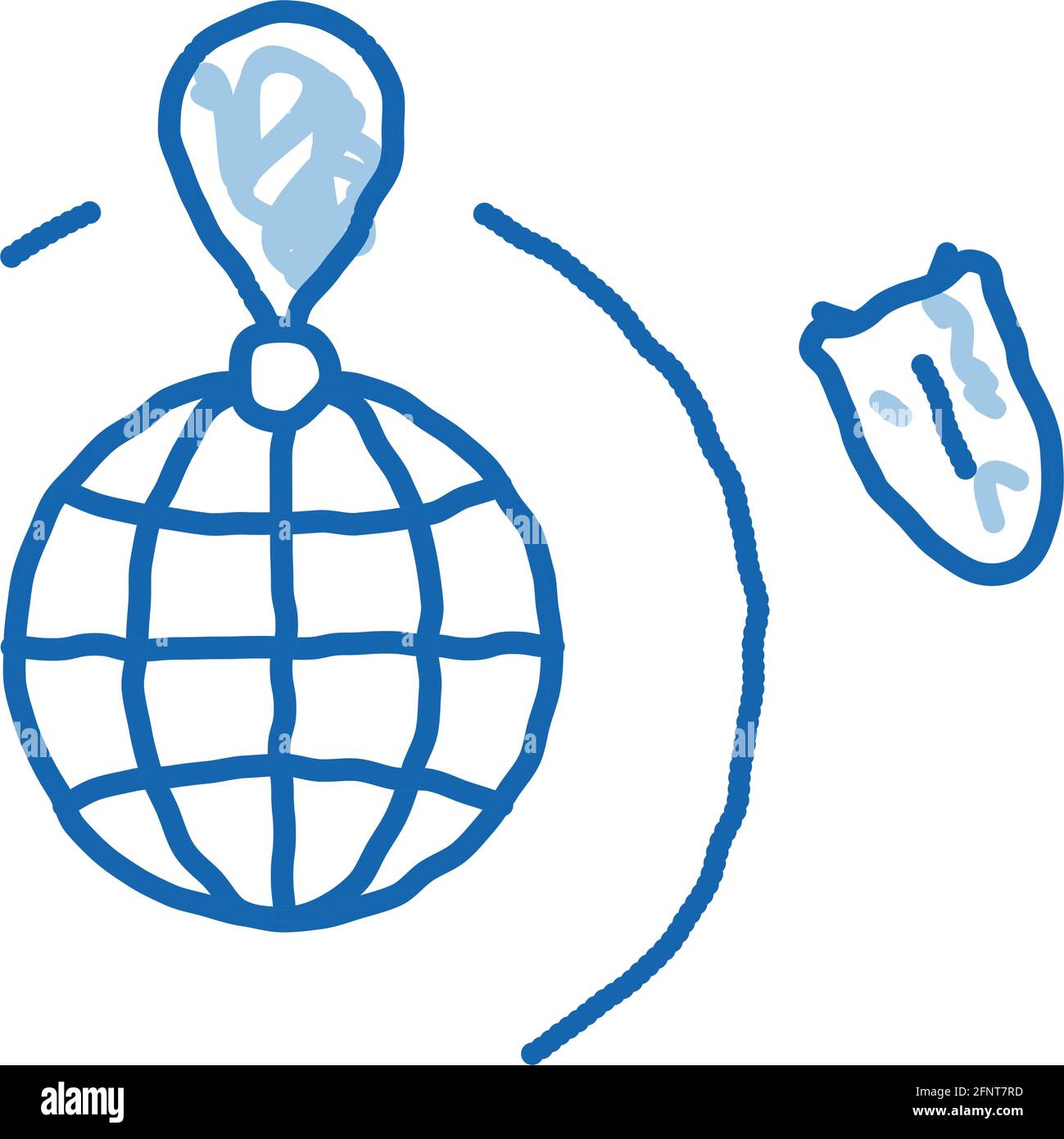 volar cohete alrededor del mundo doodle icono dibujo dibujado a mano ...