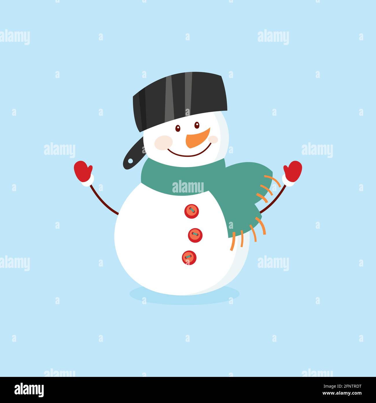 Divertido muñeco de nieve de dibujos animados, postal, ilustración con un  muñeco de nieve sobre un fondo azul Fotografía de stock - Alamy