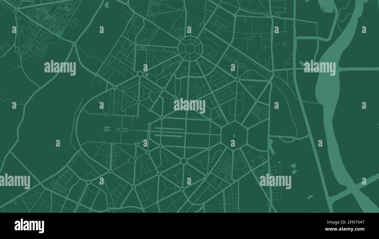Mapa de fondo vectorial del área de la ciudad de Nueva Delhi, calles e ilustración cartográfica del agua. streetmap de formato panorámico y diseño plano digital. Ilustración del Vector