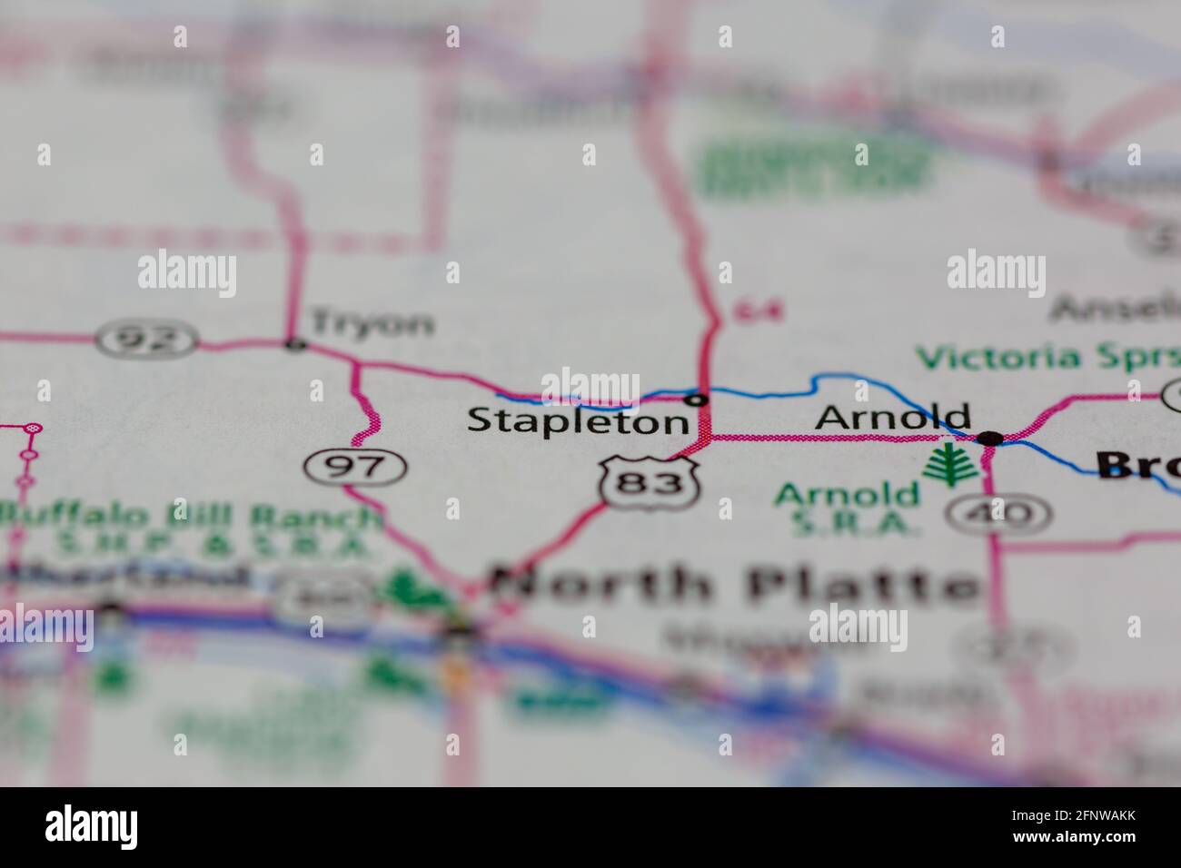 Stapleton Nebraska USA mostrado en un mapa geográfico o carretera mapa