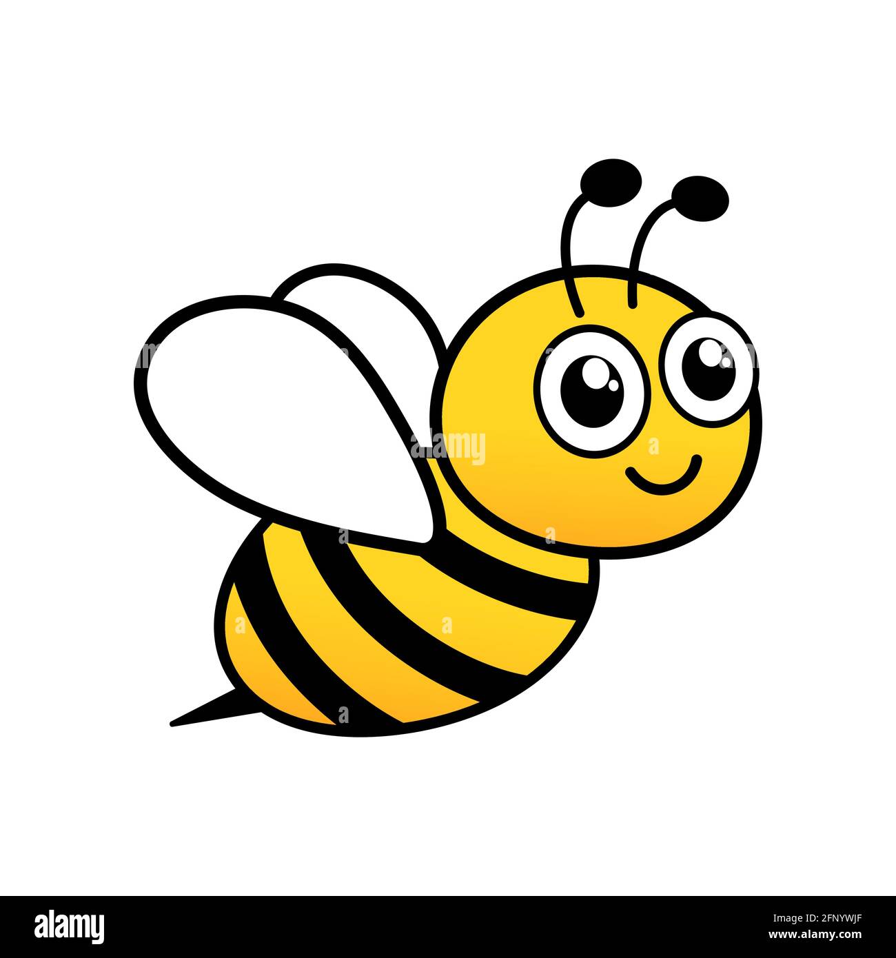 Una abeja linda y simpática. Dibujos animados feliz abeja voladora con ojos  muy buenos. Carácter de insecto. Vector aislado sobre blanco Imagen Vector  de stock - Alamy