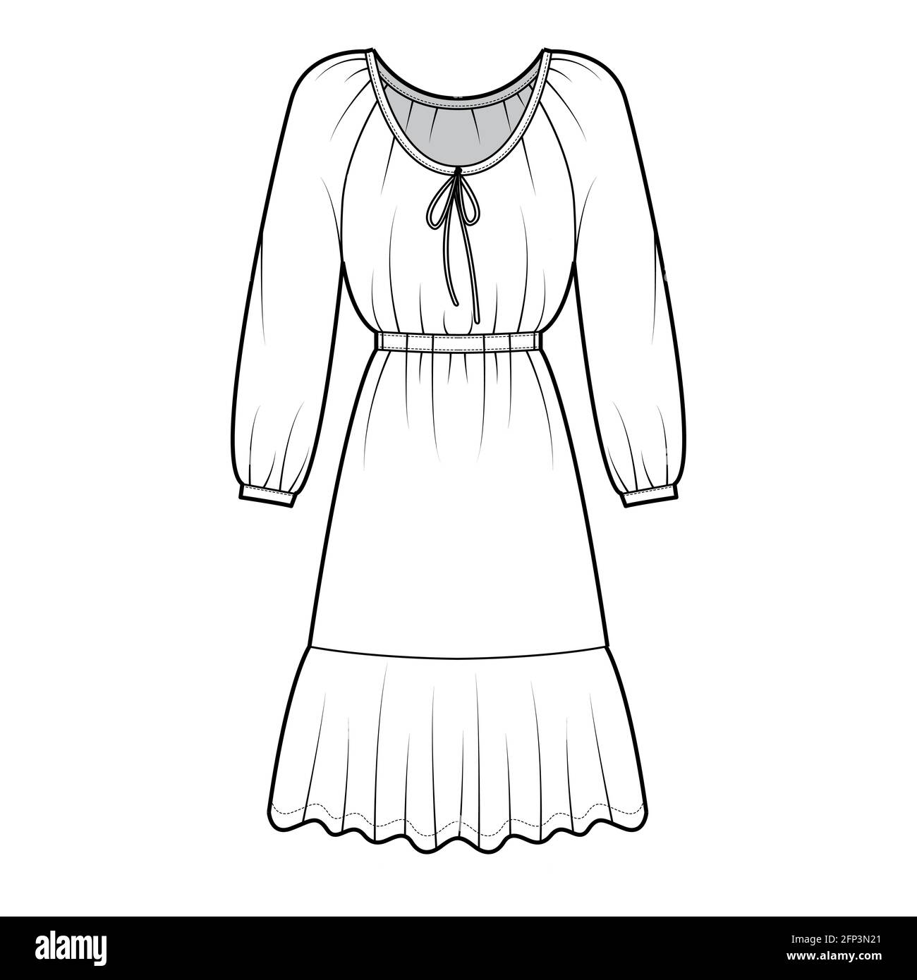 Vestido corto estilo campesino - \