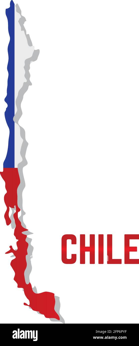 Mapa aislado con bandera de Chile Ilustración vectorial Imagen Vector