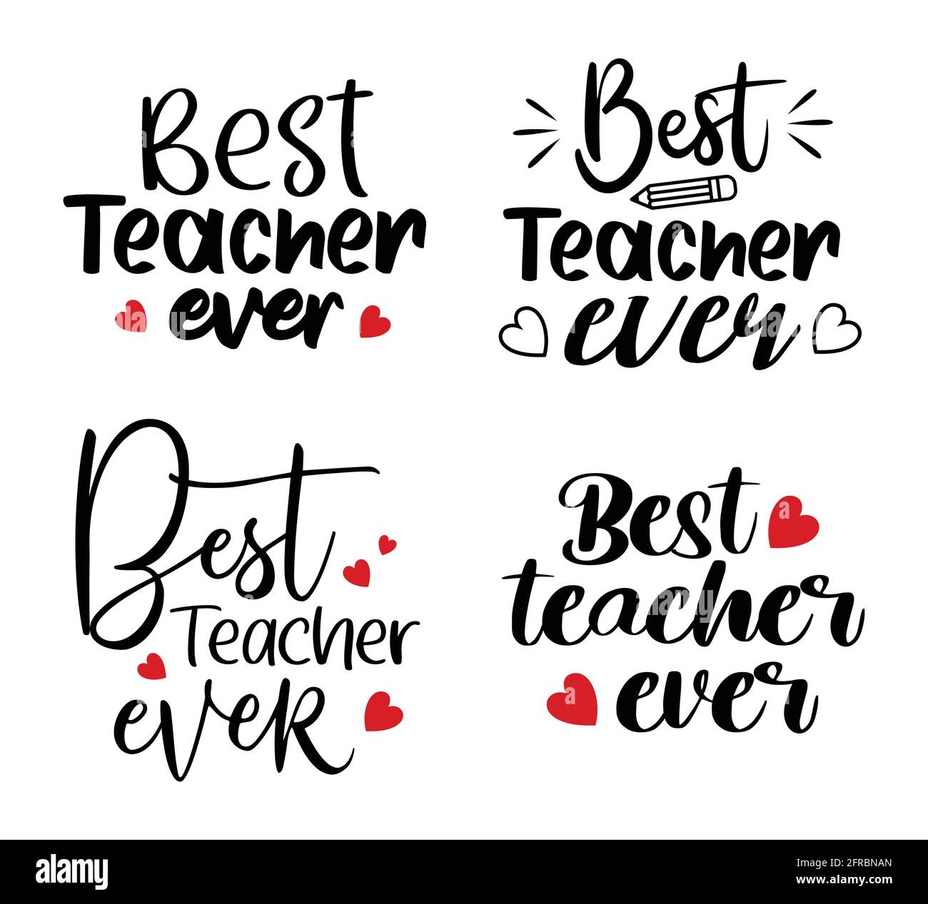 El mejor maestro ha inspirado un conjunto de presupuestos. Escritura  tipográfica para profesores para tarjetas de felicitación, banners y todos  los medios de comunicación Imagen Vector de stock - Alamy