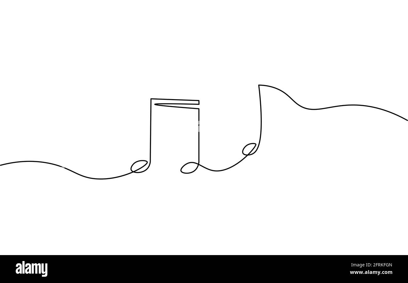 Biblioteca de música de arte de línea continua única como. Aprender escuchar aplicaciones música símbolo nota en línea. Diseñe un vector de dibujo de contorno de croquis de un trazo Ilustración del Vector