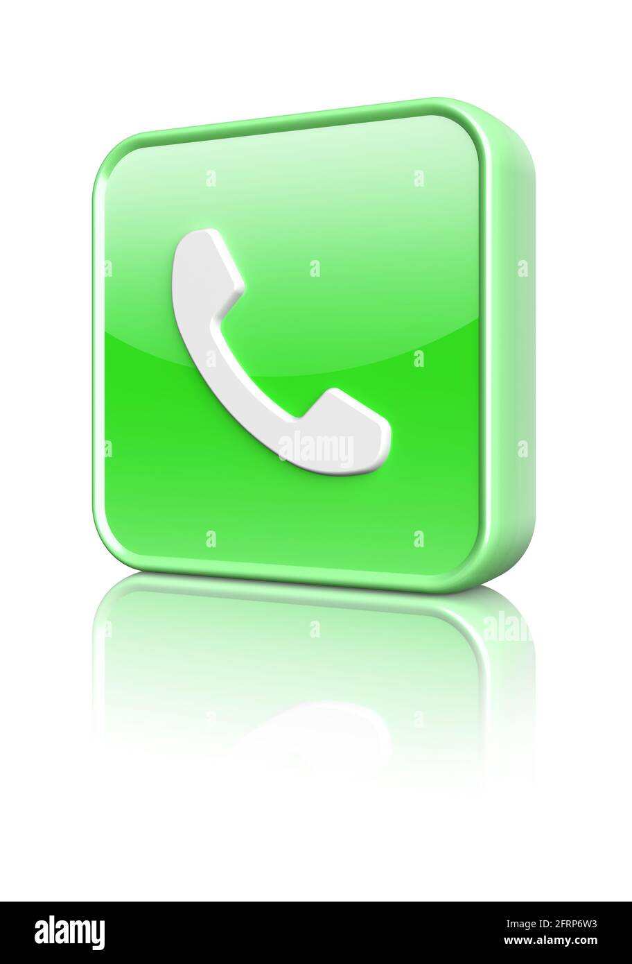 Botón verde del icono del teléfono. 3d imagen Foto de stock