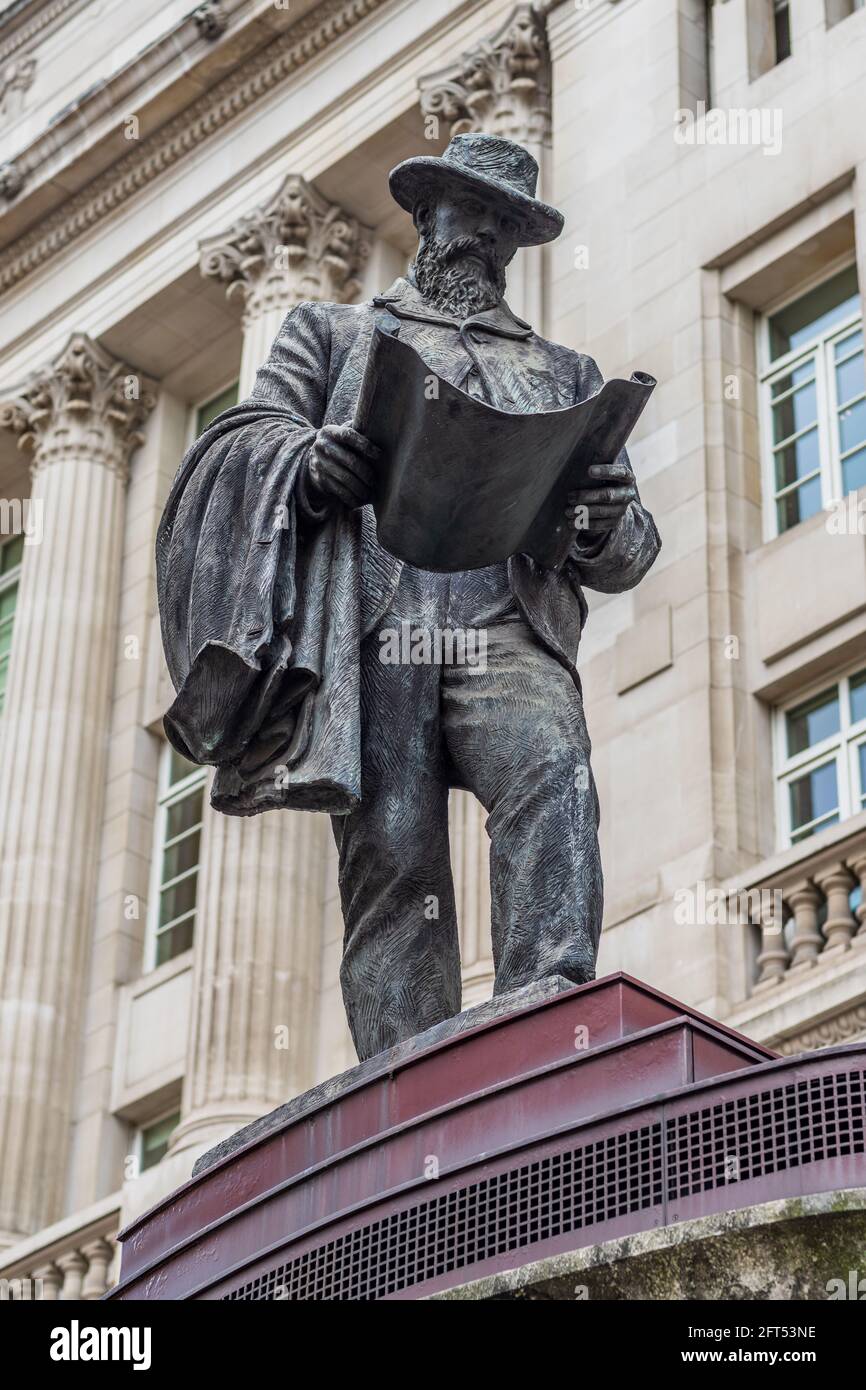 James Henry Greathead estatua Cornhill Central London. Inventor de la máquina de túnel Greathead escudo. Escultor James Butler unveilled 1994. Foto de stock