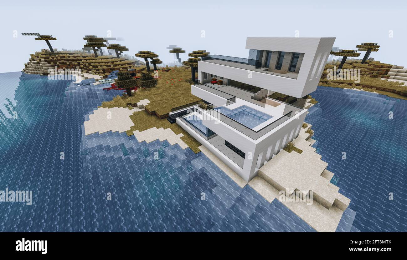 casa inspirada en el videojuego minecraft Modelo 3D