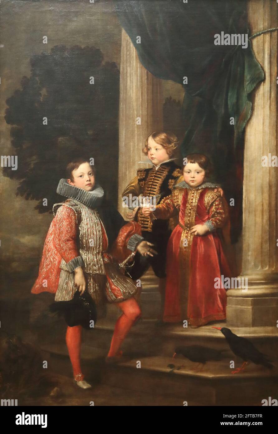 Los niños Balbi del pintor barroco flamenco Anthony van Dyck en la National Gallery, Londres, Reino Unido Foto de stock
