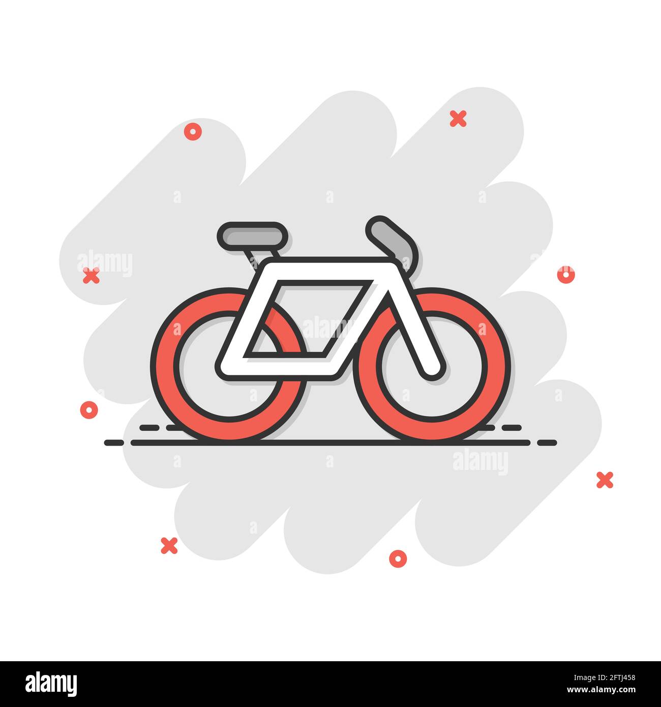 Icono de bicicleta en estilo cómic. Bicicleta dibujo vectorial de dibujos  animados sobre fondo blanco aislado. Concepto de negocio de efecto de  chapoteo de viaje en bicicleta Imagen Vector de stock -