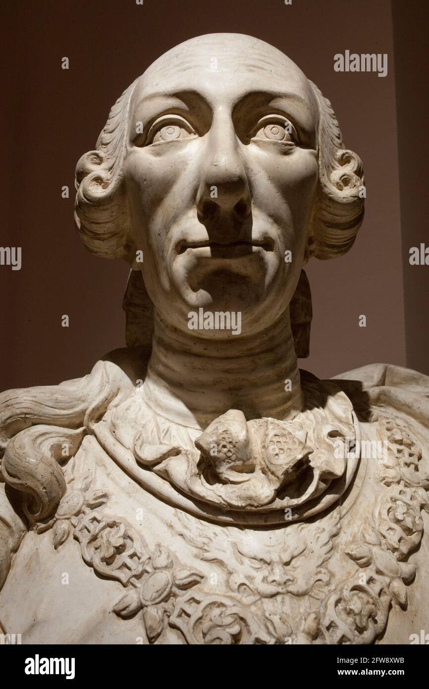 Rey Carlos III de España busto. Artista desconocido. Museo Naval de Madrid, España Foto de stock