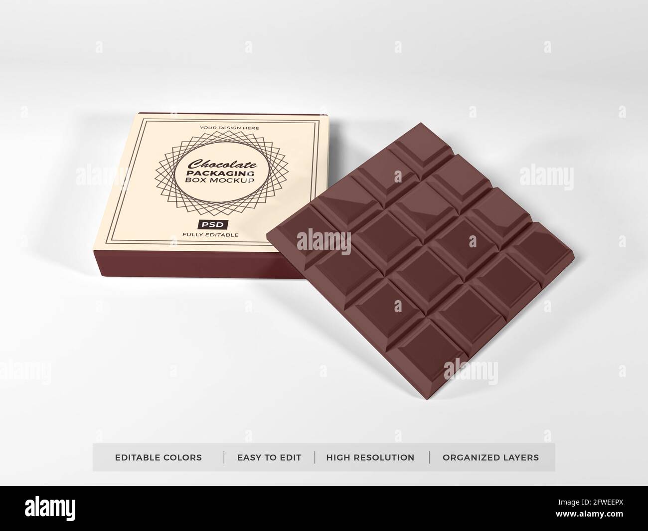 Embalaje realista de la caja de chocolate 3D Escena de maqueta sobre fondo  aislado Fotografía de stock - Alamy