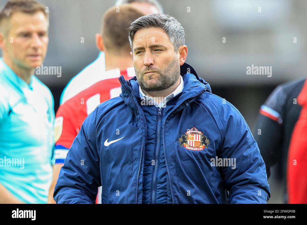 Lee Johnson Gerente De Sunderland Se Ve Decepcionado Despues Del Silbato De Tiempo Completo Mientras Sunderland Se Enfrenta A Otra Temporada En La Liga Uno Fotografia De Stock Alamy