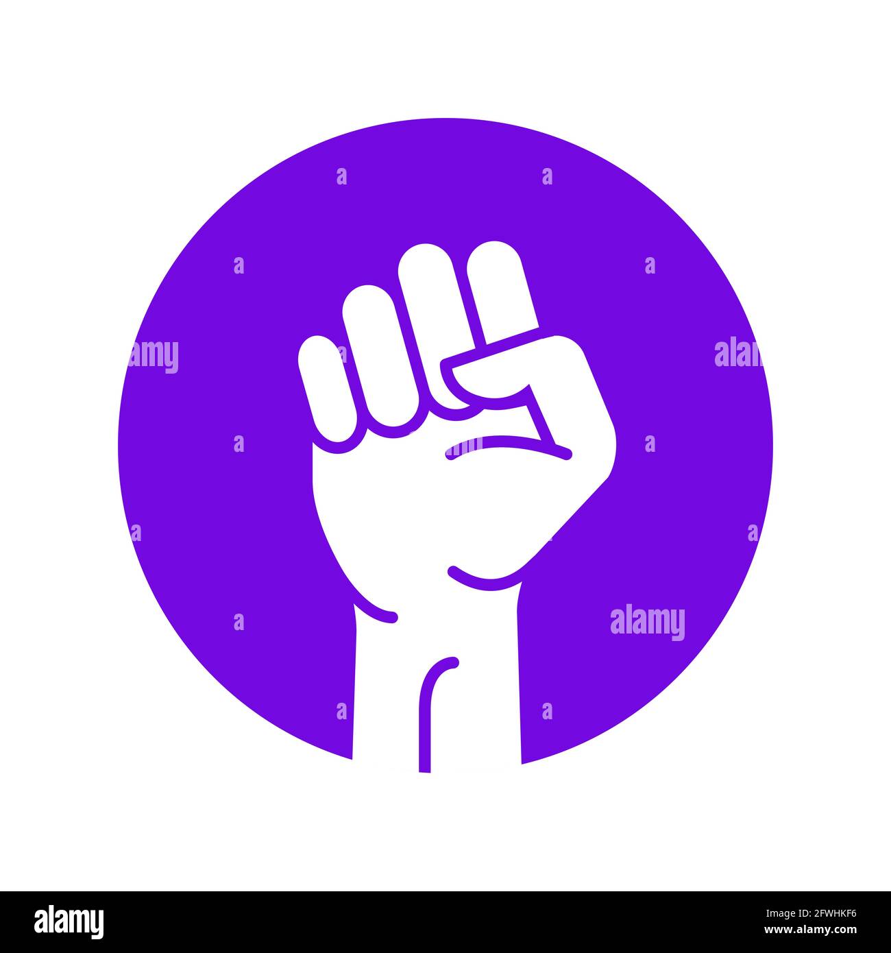 Logotipo de poder de mano de puño. Protesta fuerte puño elevado icono de lucha, ilustración rebelde Ilustración del Vector