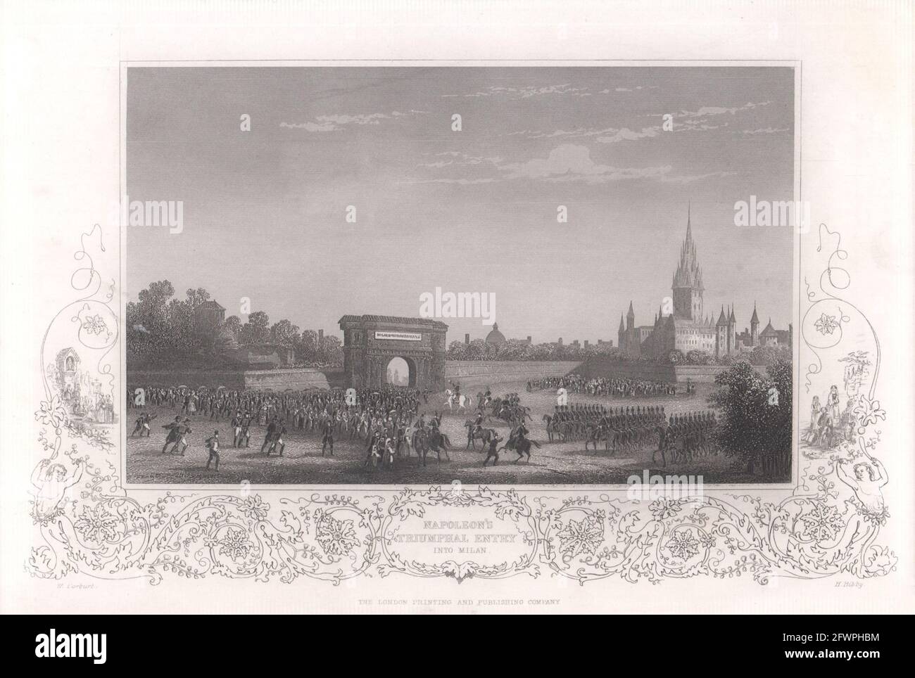 La entrada triunfal de Napoleón en Milán 1796. TALLIS c1855 antiguo estampado antiguo Foto de stock