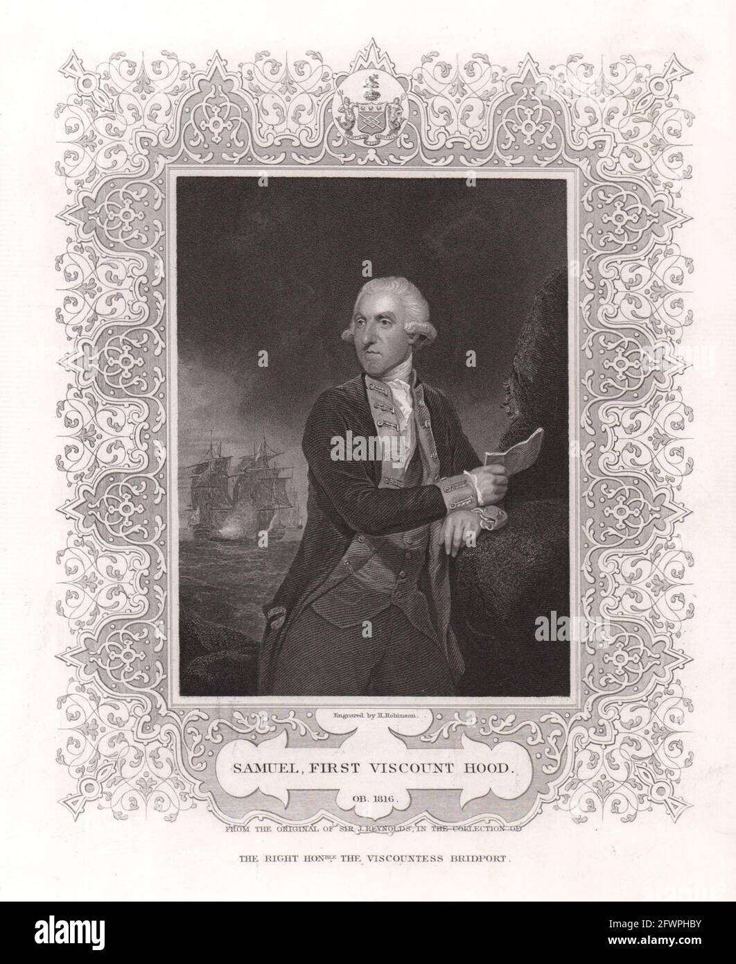 Samuel, primer vizconde Hood (1724-1816). Después de Reynolds. TALLIS c1855 Imprimir Foto de stock