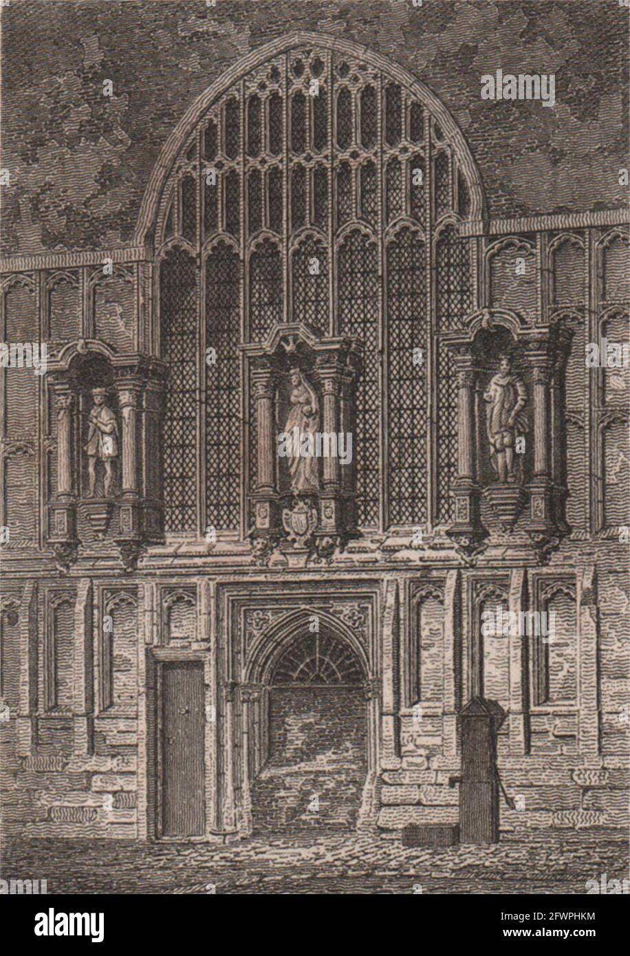 Guildhall Chapel, Londres. Estampado grabado antiguo de 1817 años Foto de stock