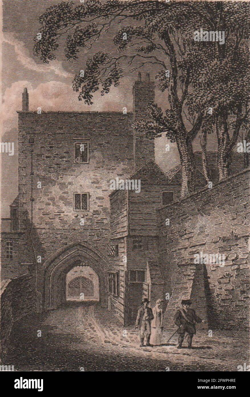Parte de la Torre de Londres. Estampado grabado antiguo de 1817 años Foto de stock