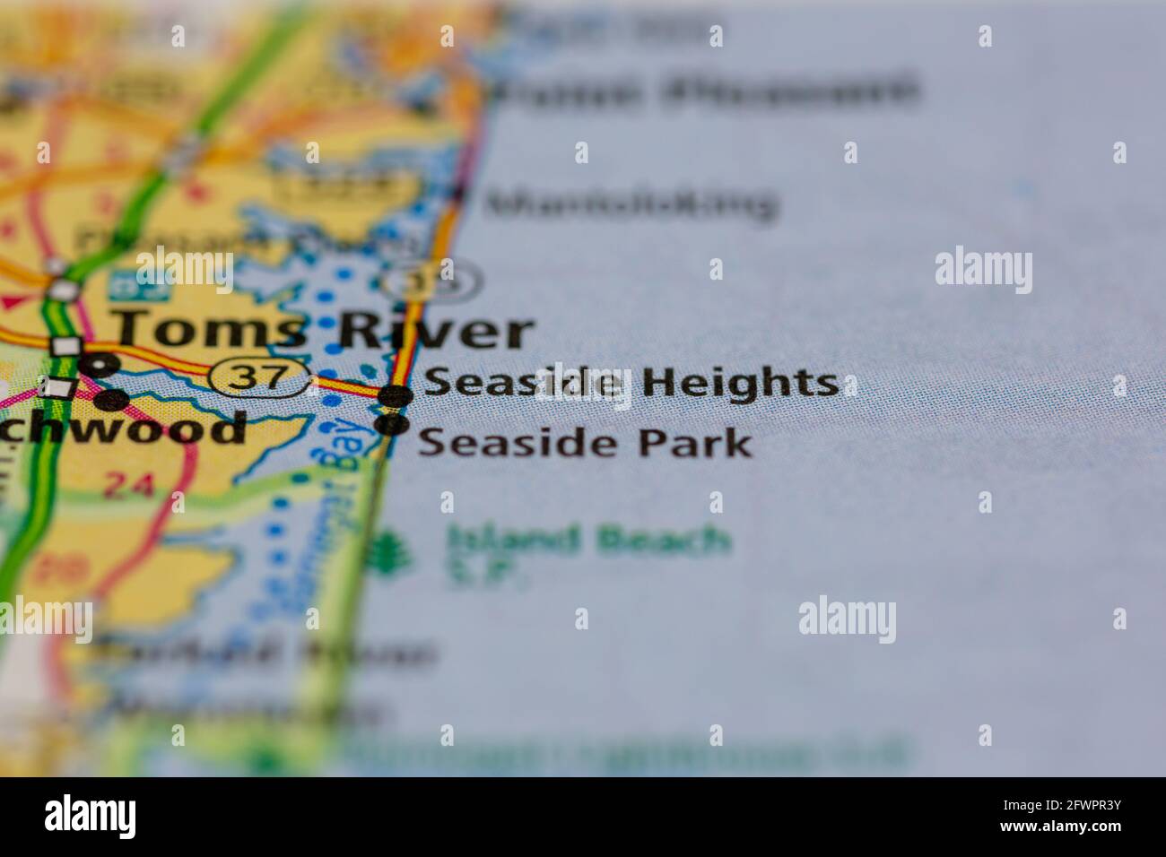 Seaside Heights New Jersey USA mostrado en un mapa geográfico o mapa de