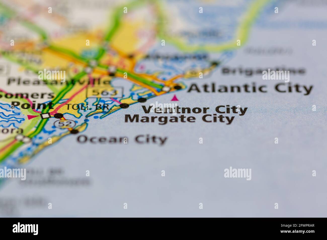 Ventnor City New Jersey USA aparece en un mapa geográfico o mapa de