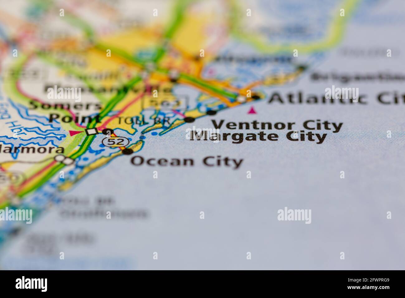 Margate City New Jersey USA en un mapa geográfico o mapa de carreteras