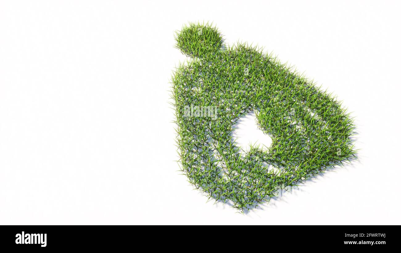 Concepto o verde conceptual césped de verano símbolo de fondo blanco aislado, signo de mujer embarazada. 3d ilustración metáfora de la maternidad, mater Foto de stock