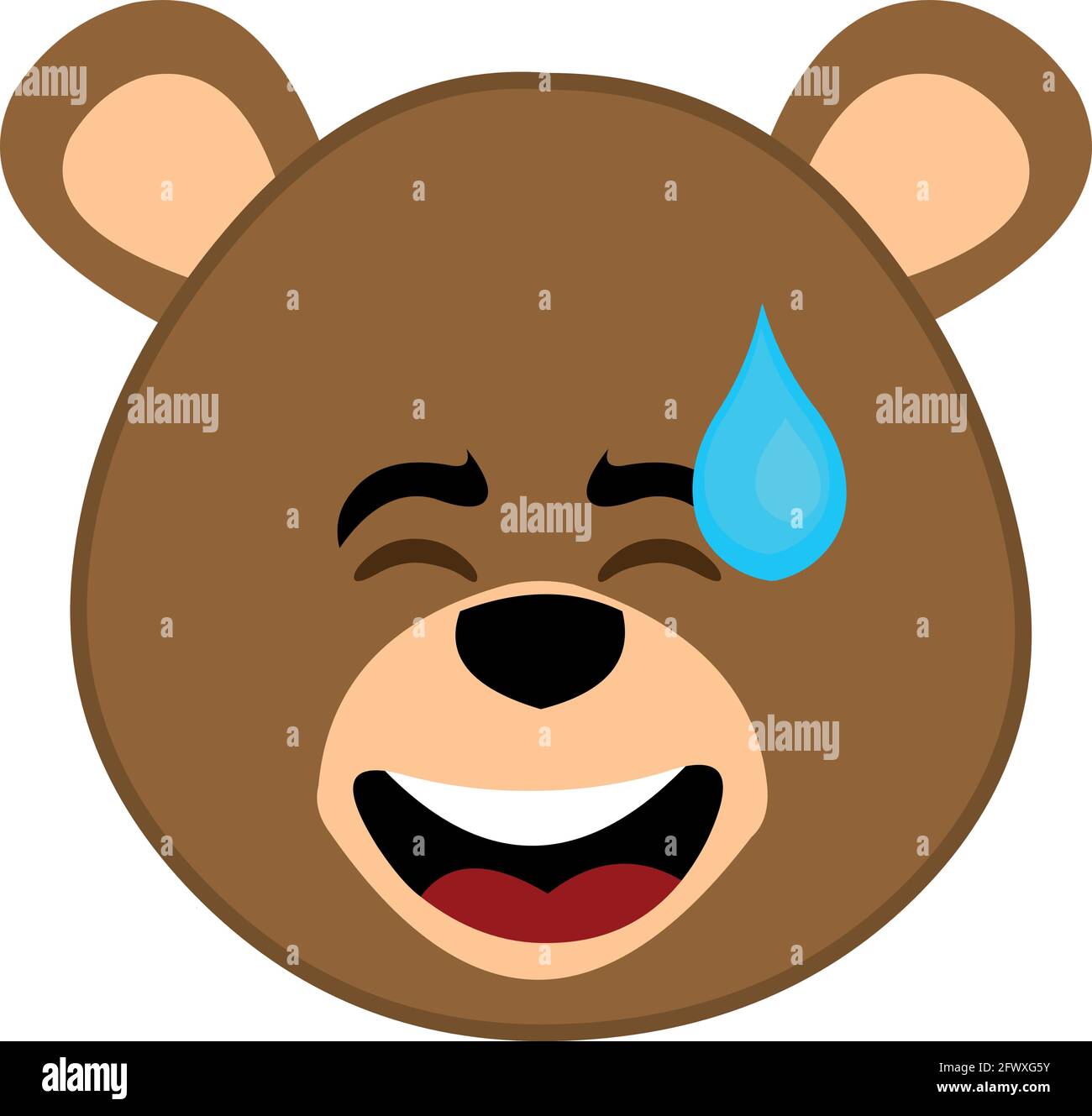 Vector emoticono ilustración de la cara de un oso de dibujos animados con  un expresión de vergüenza y una gota de transpiración en la suya cabeza  Imagen Vector de stock - Alamy