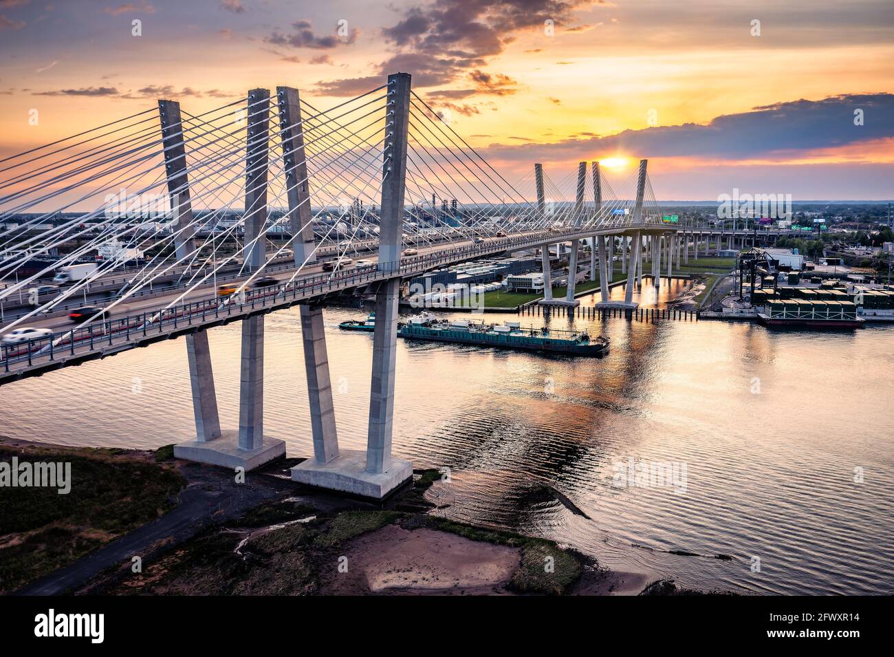 Vista aérea del Puente de los Nuevos Goetales Foto de stock