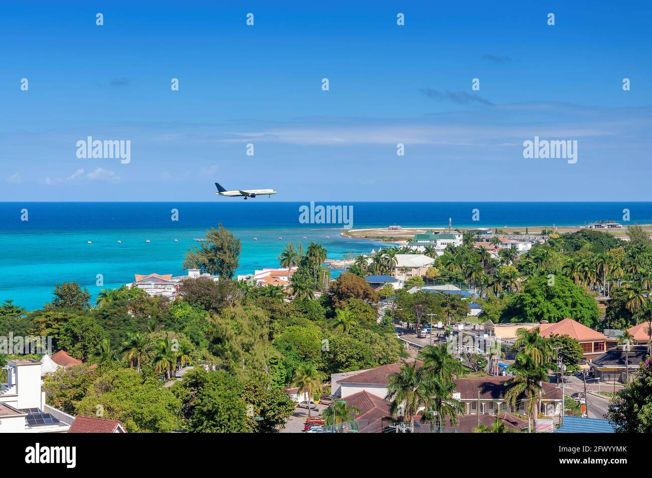 Vista aérea de la isla caribeña de Jamaica Foto de stock