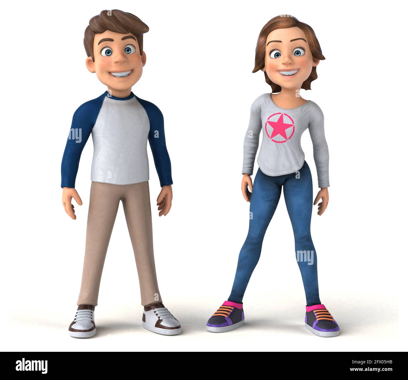 Divertido 3D dibujos animados niños adolescentes Fotografía de stock - Alamy