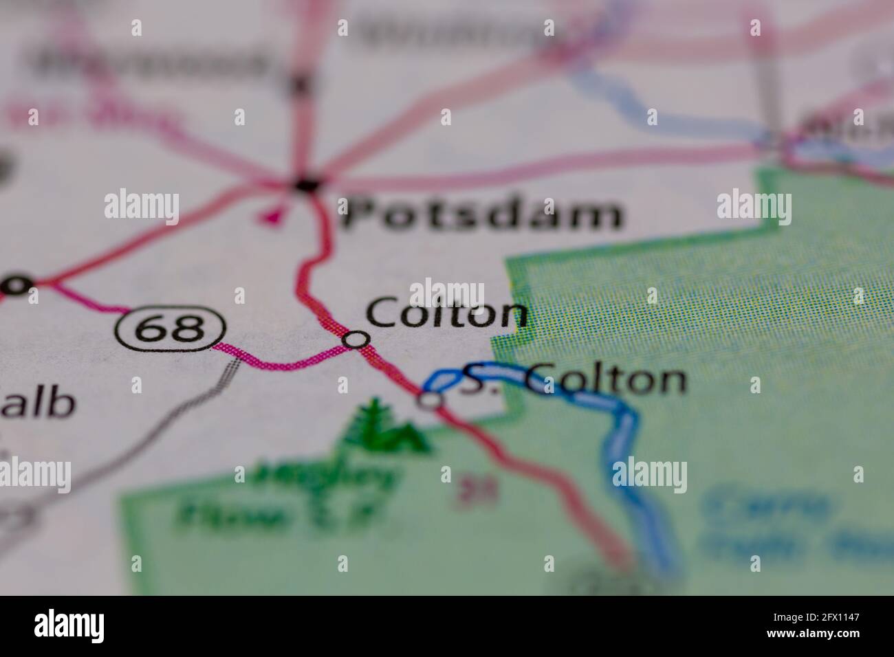 Colton New York USA aparece en un mapa geográfico o mapa de carreteras