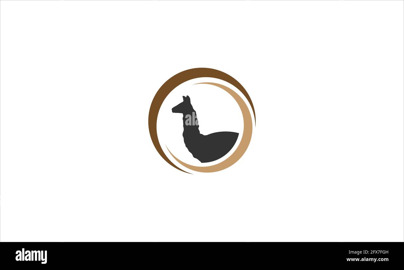 Ilustración vectorial de diseño de logotipo de icono de llama animal en círculo Ilustración del Vector