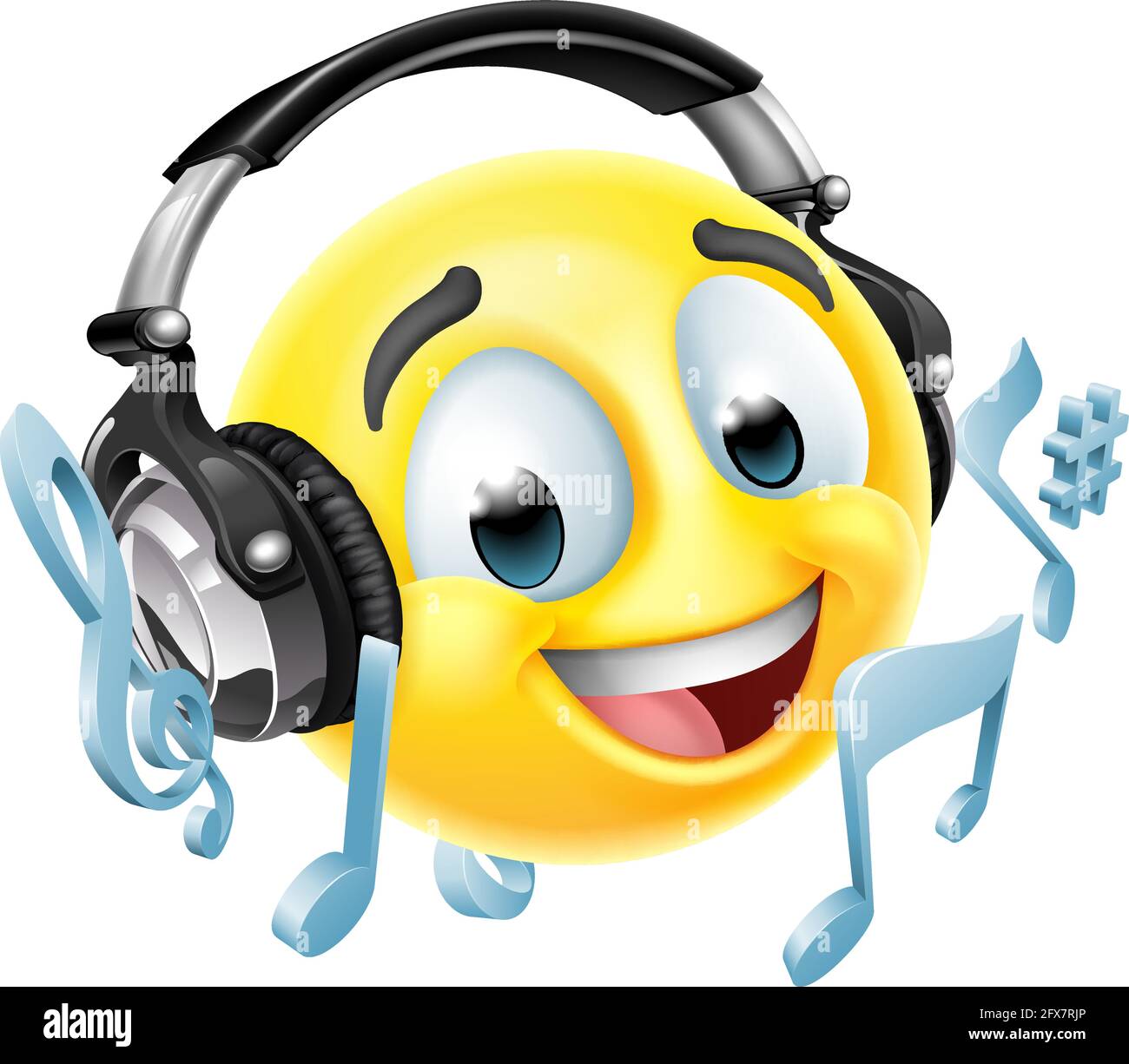 Icono de Cartoon Emoticon Face con auriculares de música Imagen Vector de  stock - Alamy