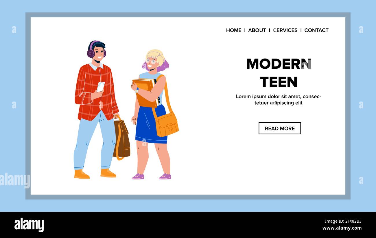 Moderno adolescente en ropa elegante con Gadgets Vector Imagen Vector de  stock - Alamy