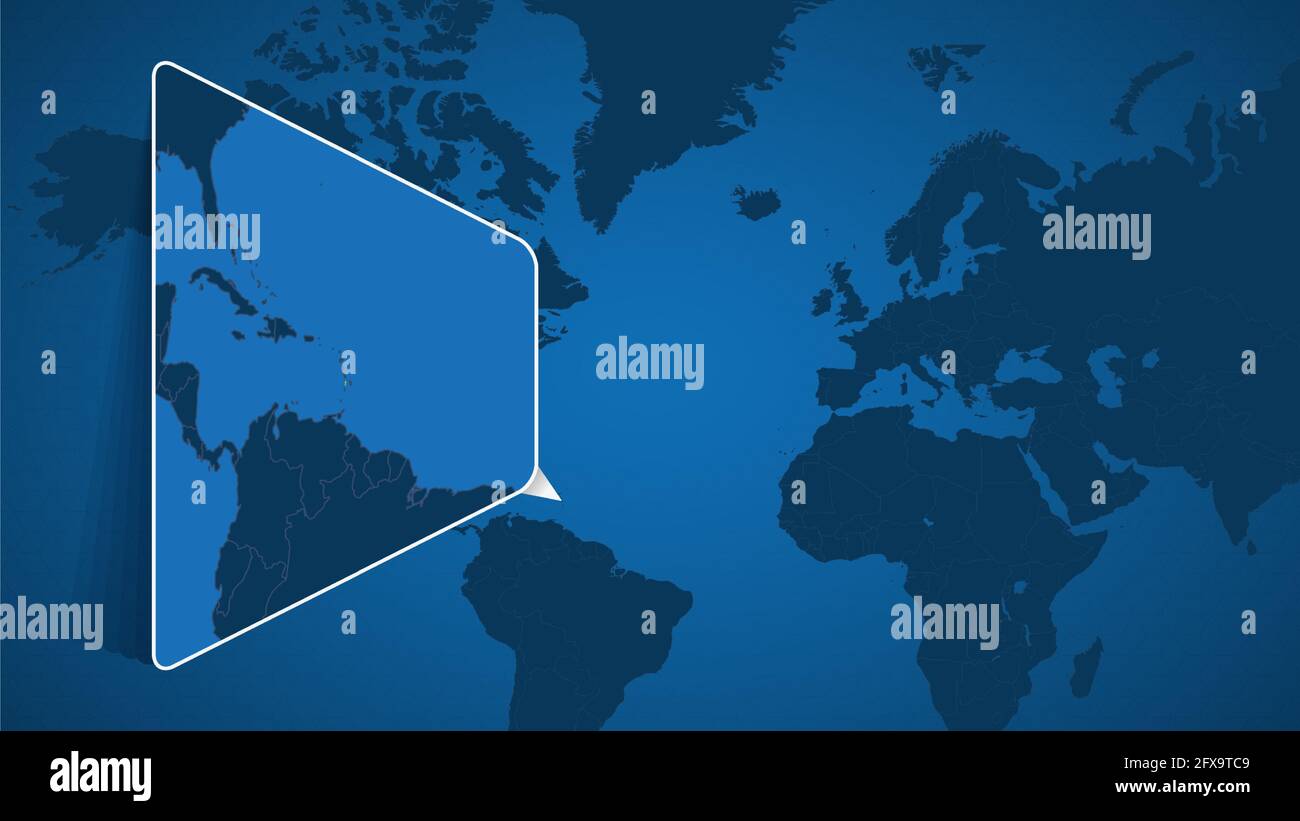 Ubicación de San Vicente y las Granadinas en el Mapa Mundial con Mapa  Ampliado de San Vicente y las Granadinas con Bandera. Tem. De vector  geográfico Imagen Vector de stock - Alamy