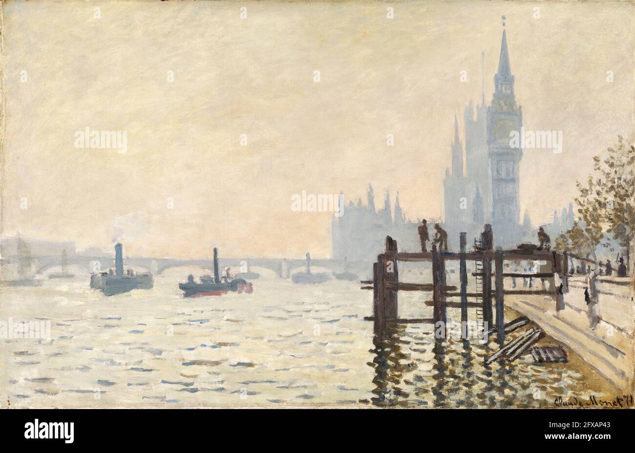 El Támesis por debajo de Westminster por Claude Monet (1840-1926), óleo sobre lienzo, c. 1871 Foto de stock