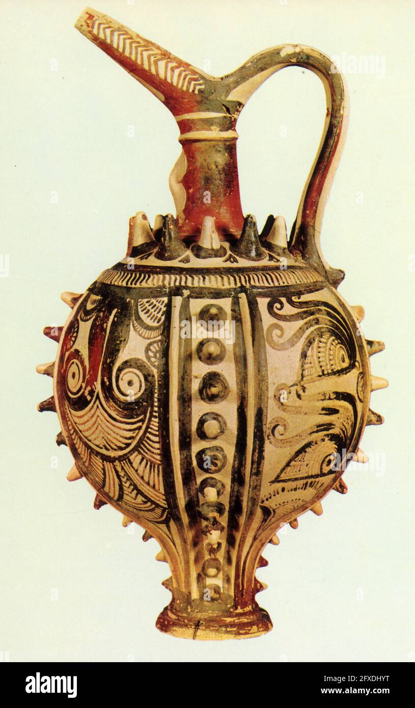 Museo de Heraklion, jarra de Libation. De las Tumbas de Katsabas, 1600-1400 B.C. Foto de stock