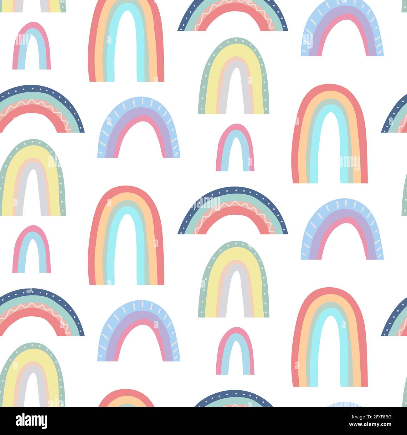 Bonito patrón infantil con diferentes arcoiris sobre un fondo blanco.  Textura natural vectorial. Suave fondo de pantalla del cielo. Arcos  multicolores de fenom natural Imagen Vector de stock - Alamy