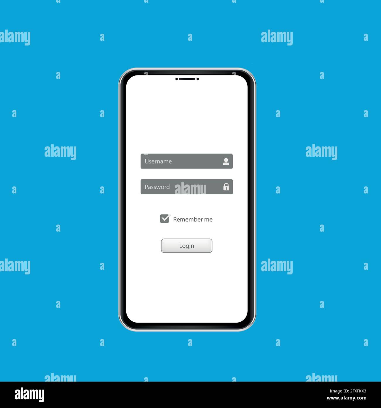 Pantalla de inicio de sesión. Interfaz de aplicación móvil, formulario