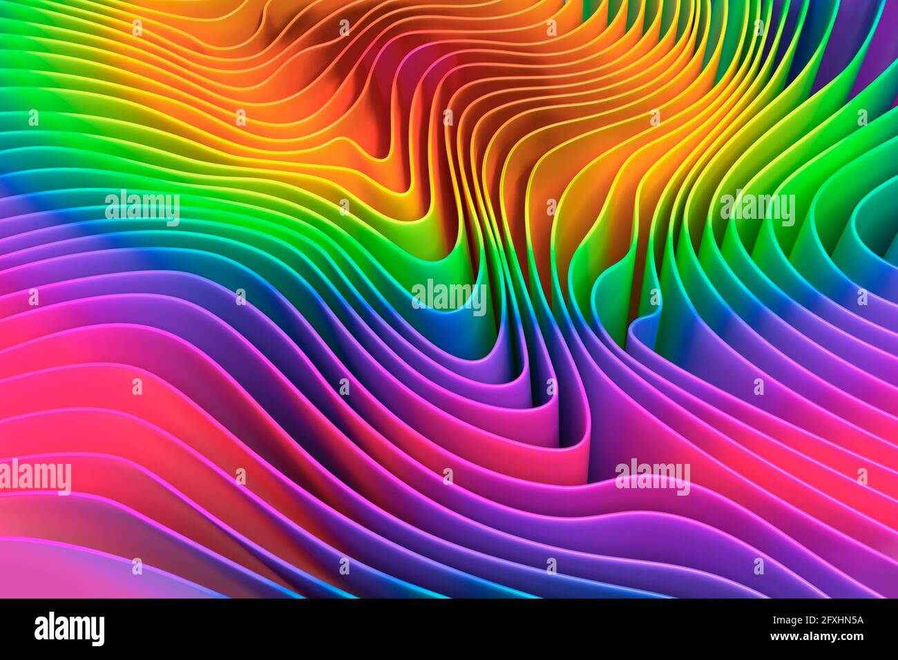 Imagen generada digitalmente patrón de rizado multicolor arco iris Foto de stock