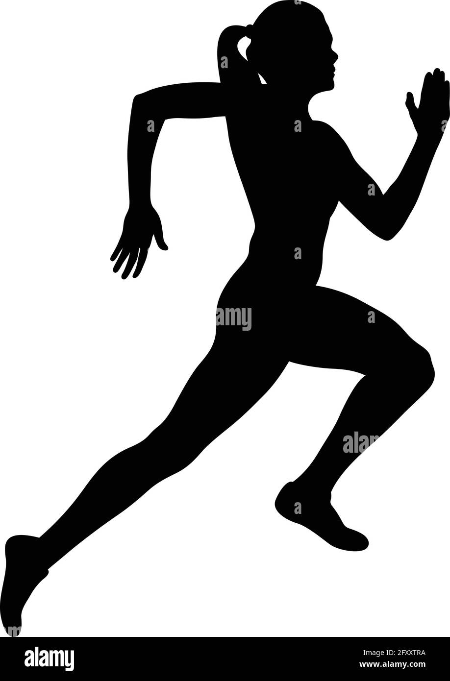 chica atleta corredor correr sprint carrera silueta negra Ilustración del Vector