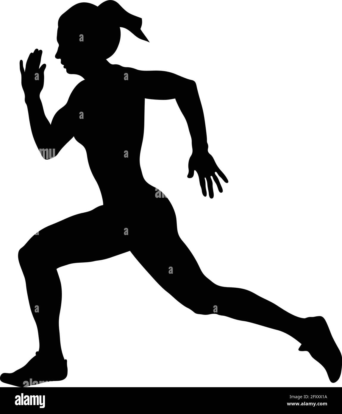 joven atleta corredor correr sprint carrera silueta negra Ilustración del Vector
