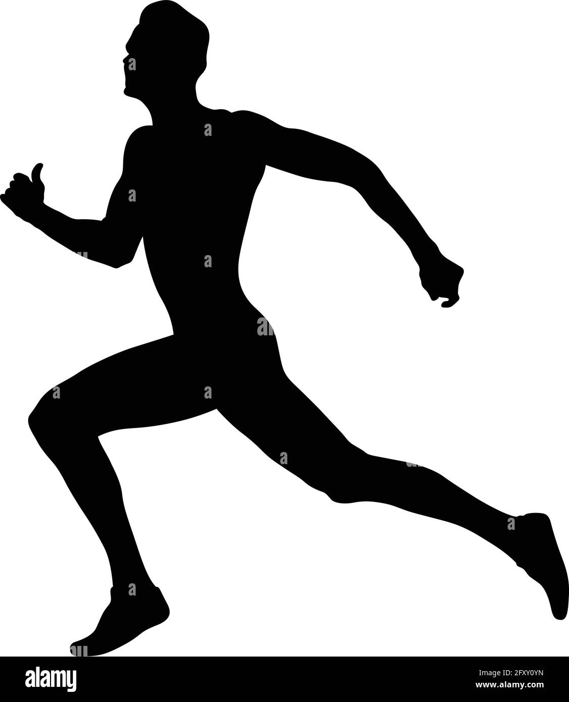 atleta corredor hombre carrera en la línea de meta silueta negra Ilustración del Vector