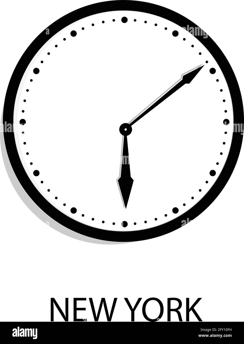 Reloj con horario mundial hora de Nueva York. Oficina reloj de pared  aislado sobre fondo blanco Imagen Vector de stock - Alamy