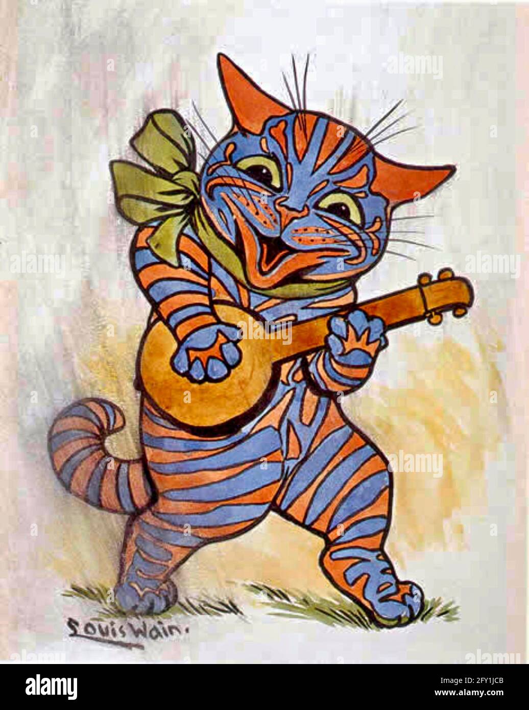Louis Wain - Lute/Banjo jugando gato Fotografía de stock - Alamy