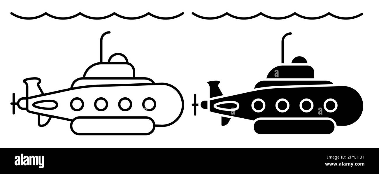 Batiscafo submarino amarelo e contorno submarino para colorir