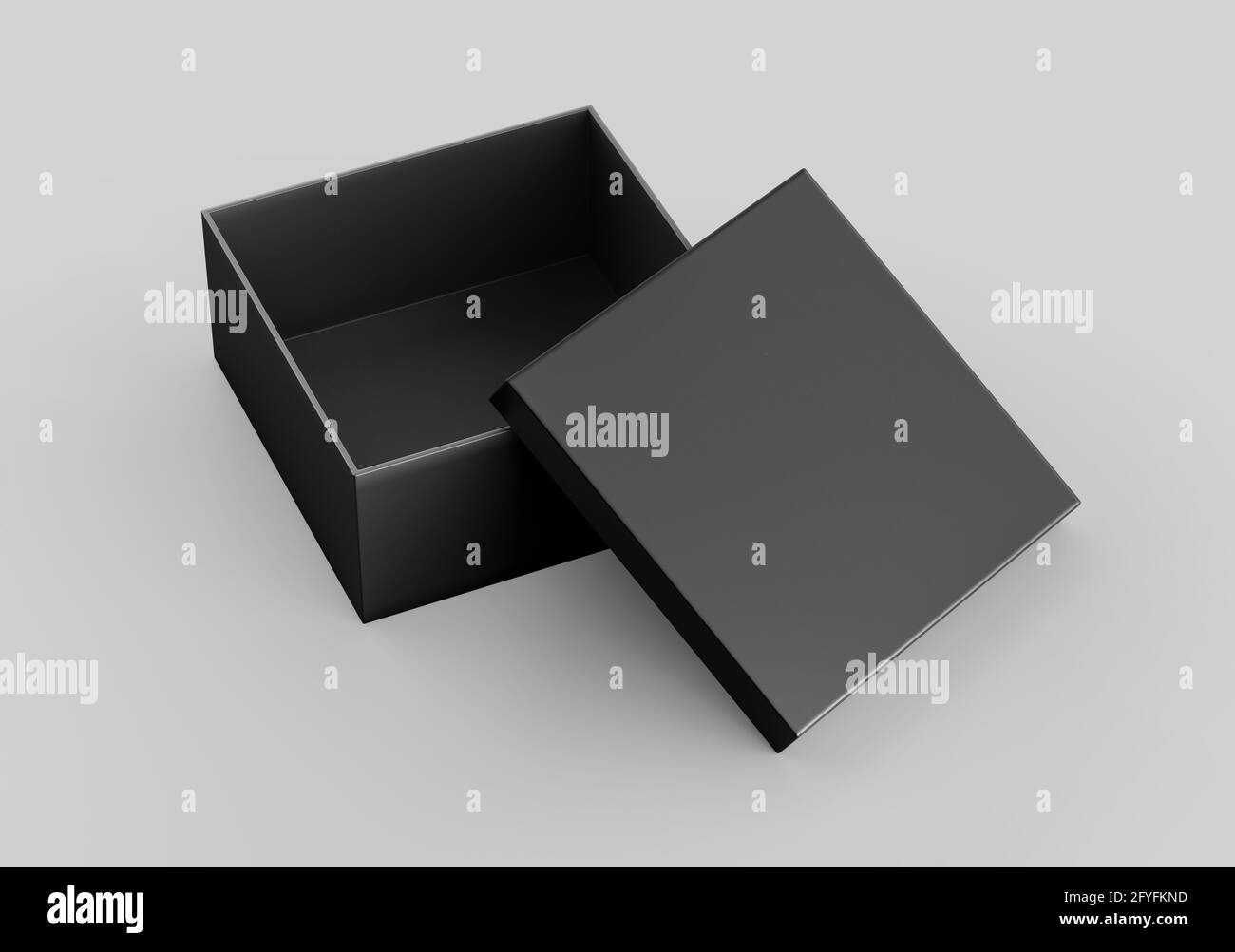 Caja negra cuadrada Mockup, caja de zapatos oscura, 3D renderizados  aislados sobre fondo claro, listos para su diseño Fotografía de stock -  Alamy