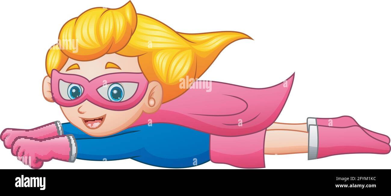 Dibujo animado superhéroe niña volando ilustración Imagen Vector de stock -  Alamy