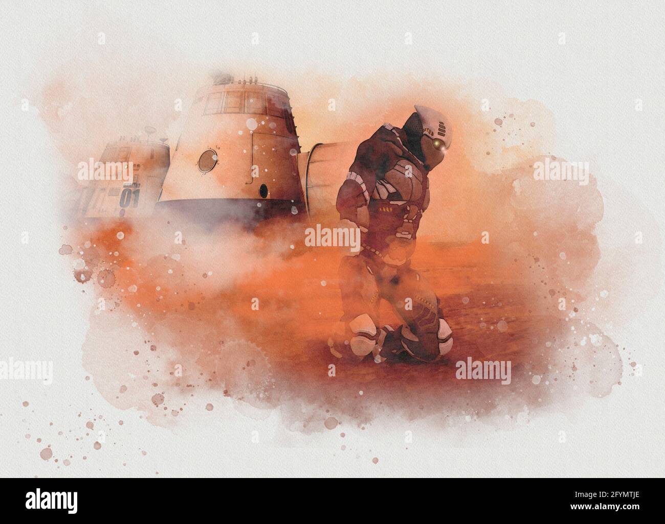 Vida en Marte, ilustración conceptual Foto de stock