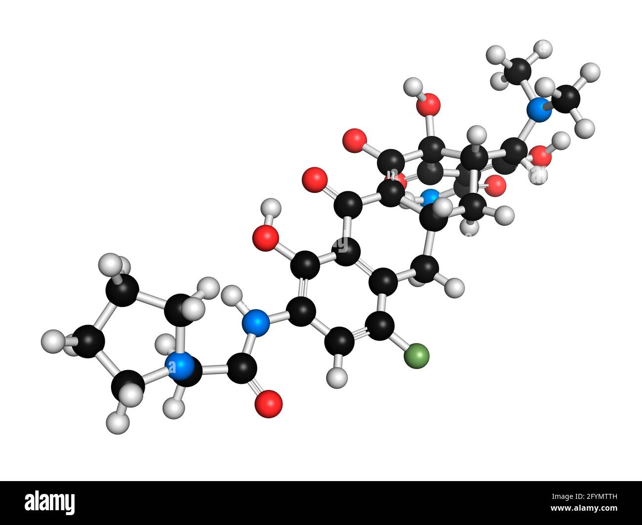 Molécula de fármaco antibiótico de Eravaciclina, ilustración Foto de stock
